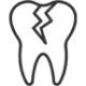 Cracked tooth icon representing dental damage or tooth fracture treatment services.